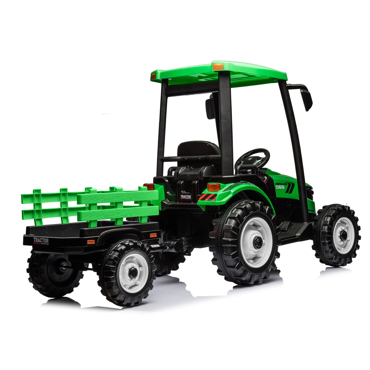 24V Kids Electric Tractor with Trailer - Green