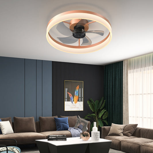 Rose Gold Modern Ceiling Fan with Dimmable LED Lights