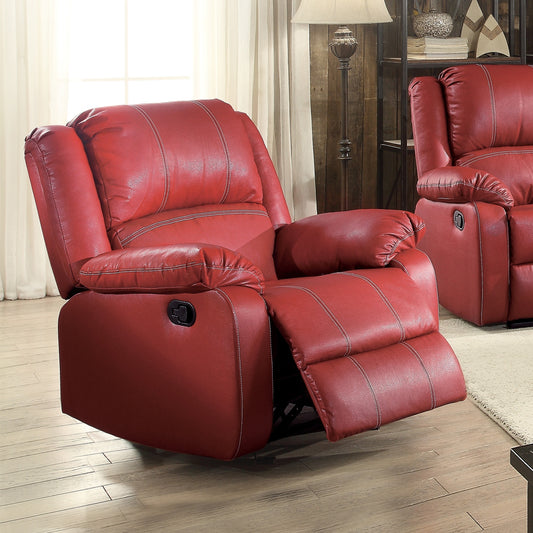 Zuriel Red PU Rocker Recliner with Motion Function and Ultimate Relaxation Experience