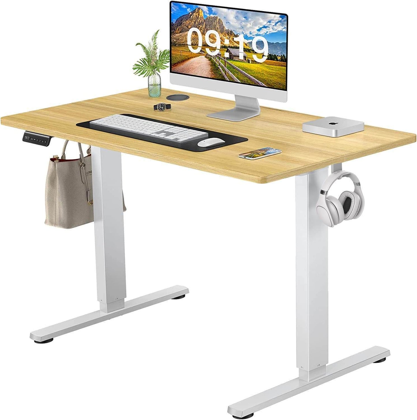 Adjustable Electric Standing Desk with Yellow Finish - 40'' x 24