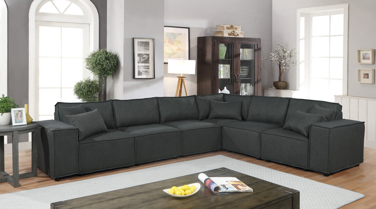 Janelle Dark Gray Linen Modular Sectional Sofa