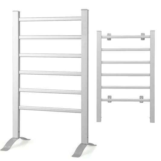 Electric Heated Towel Rack with 6 Stainless Steel Bars - Stylish Wall Mount Towel Warmer for Bathroom