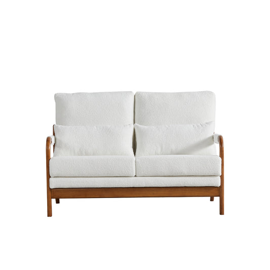 Modern Plush Teddy Fabric Loveseat with Sturdy Wooden Frame