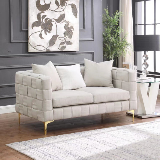 Contemporary Handcrafted Beige 2-Seater Weave Sofa