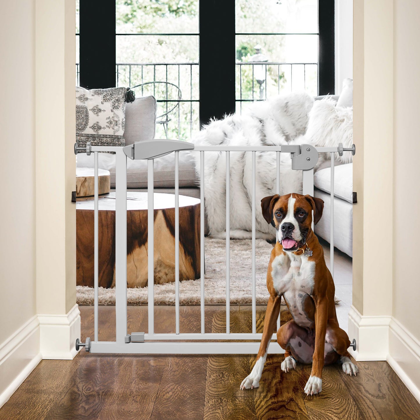 Easy Assembly Pet Gate Safety Gate Durability Dog Gate For House, Stairs, Doorways, Fits Openings 29.5" to 32"