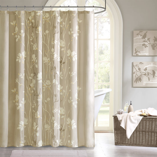 Luxurious Floral Branches Shower Curtain with Microfiber Fabric