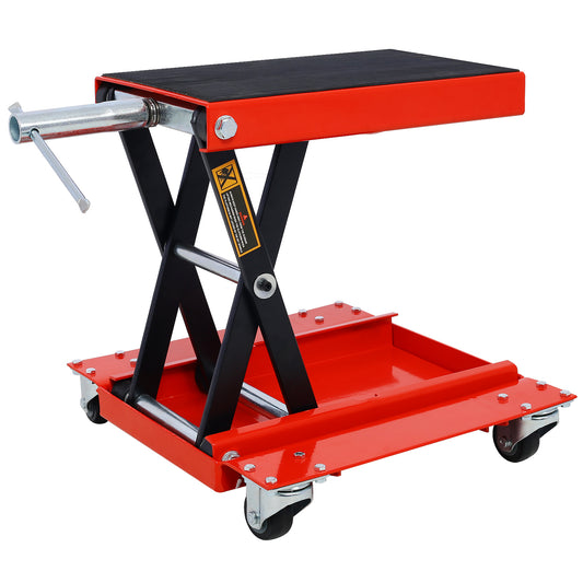 1100lb Motorcycle lift with dolly Jack,Scissor Lift Jack Wide Deck,Front Rear Center Tire Wheel Engine Stand ,Portable Bike Rack