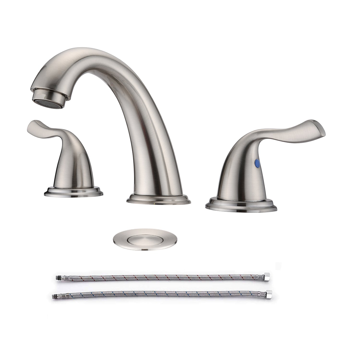 Brushed Nickel Bathroom Sink Faucet with 3 Holes and 2 Handles, 8-Inch