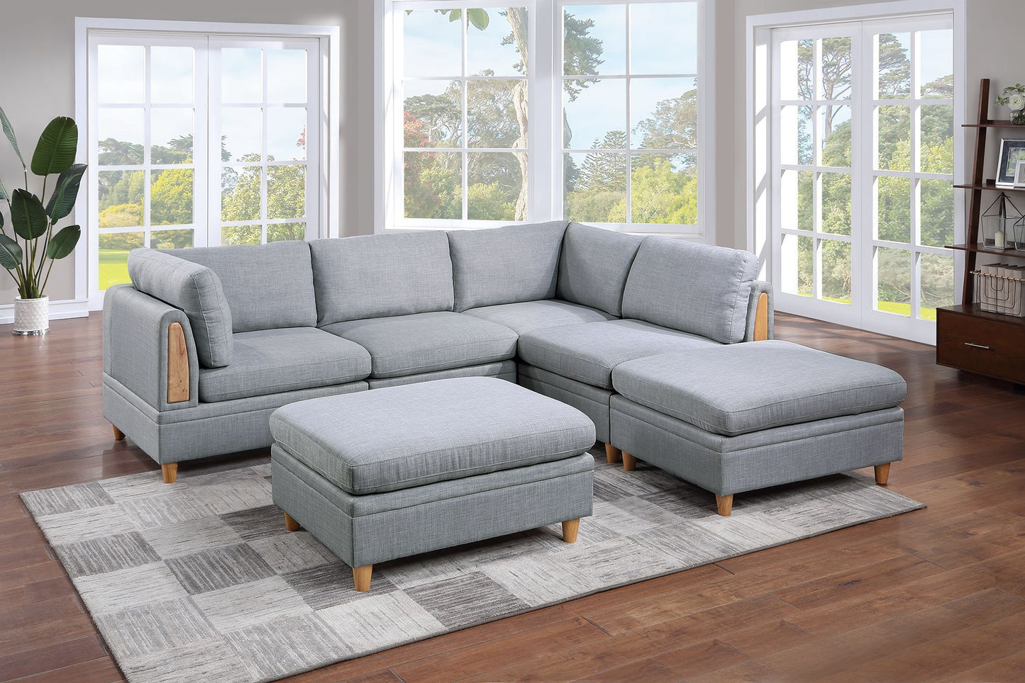 Elegant 6-Piece Light Grey Modular Sofa Set