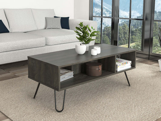 Minnesota Charcoal Coffee Table: Elegant Charcoal Coffee Table with Metallic Legs