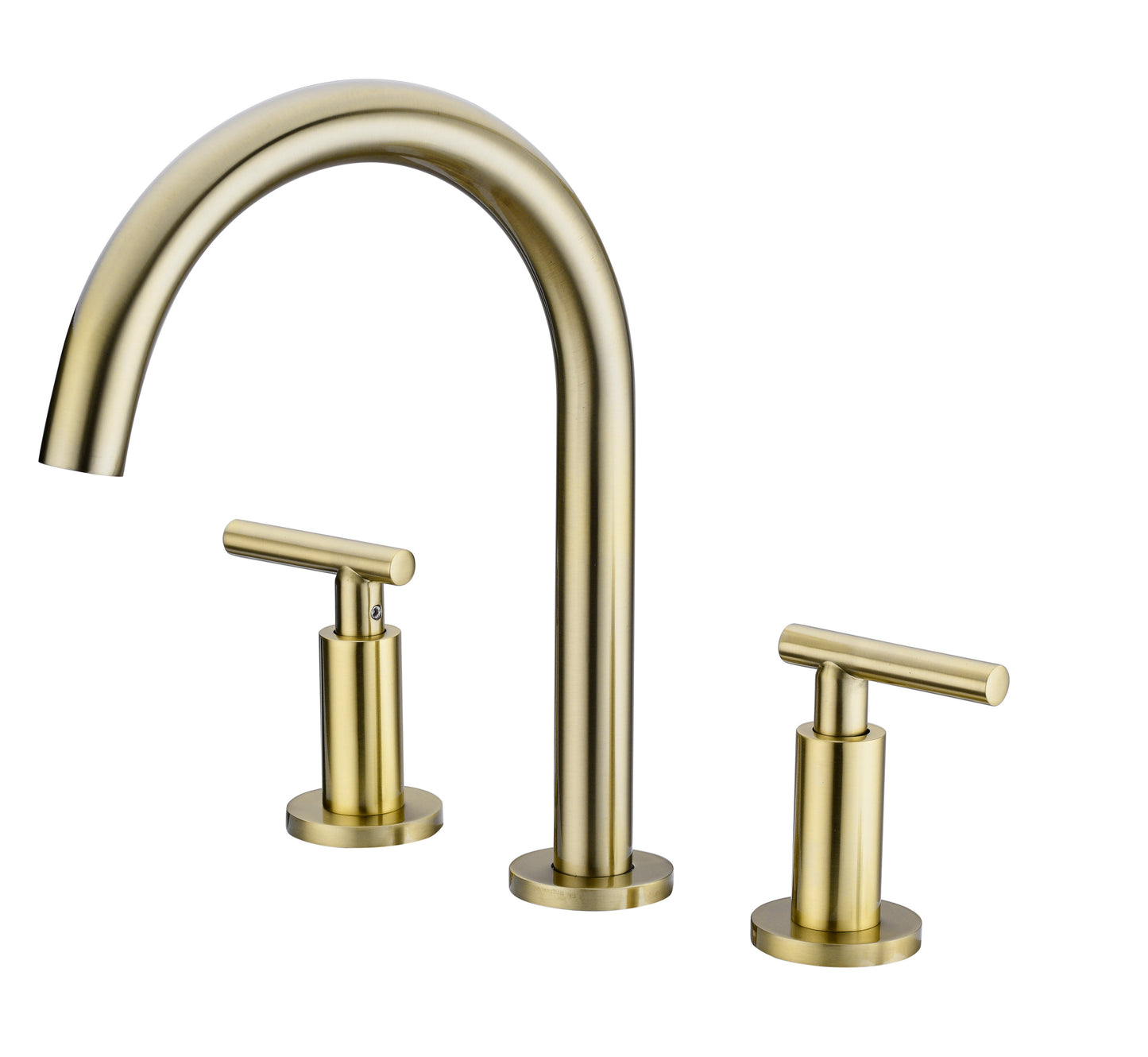 Gold High Arc 3-Hole Widespread Bathroom Sink Faucet with Rotatable Spout