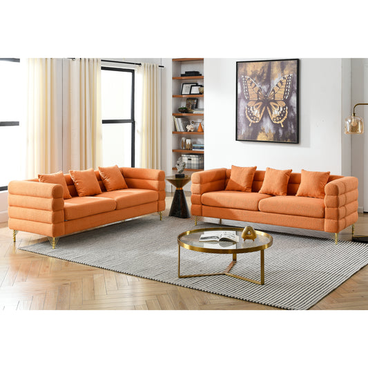 Streamline Modern 3+3 Teddy Fabric Sofa Set - Orange