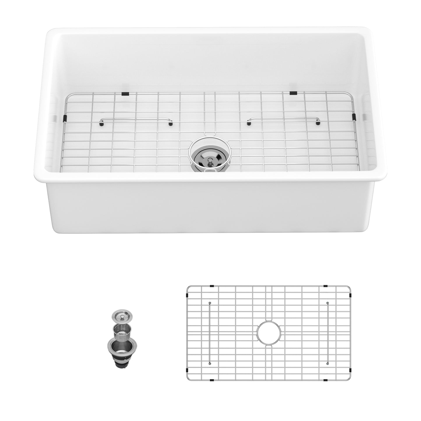 White Ceramic Kitchen Sink with Dual Mount Installation Option