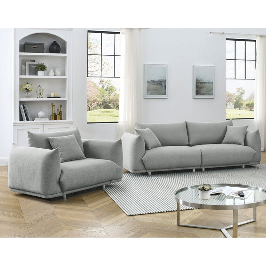 Modern 3-Seater and 1-Seater Sofa Set with Solid Wood Frame and Extra Pillows