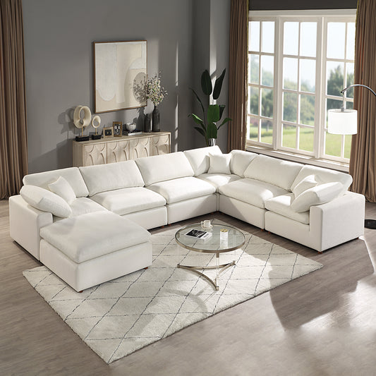 Contemporary Customizable White Modular Sectional Sofa Set