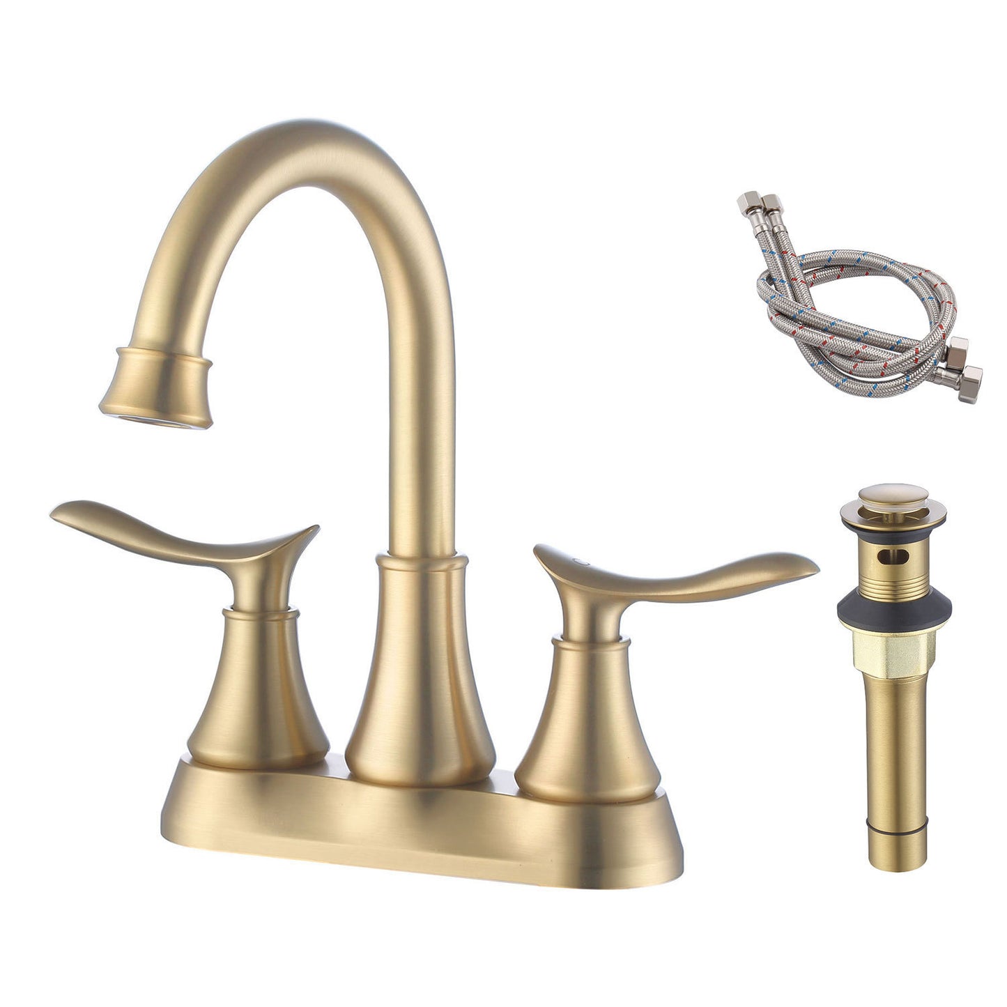 Brass 2-Handle Bathroom Faucet with Pop-up Drain