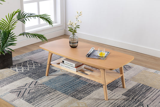 Bahamas Light Oak Coffee Table with Solid Wood Legs