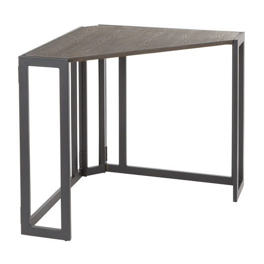 Roman Industrial L-Shaped Desk: Black Metal with Espresso Bamboo Top