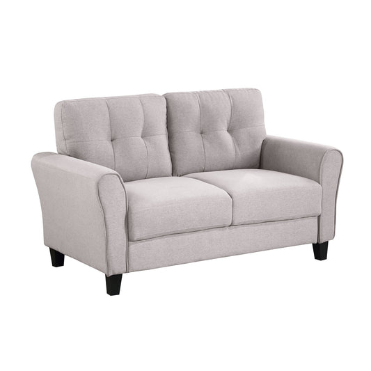 57.5-Inch Light Grey Modern Loveseat with Linen Upholstery