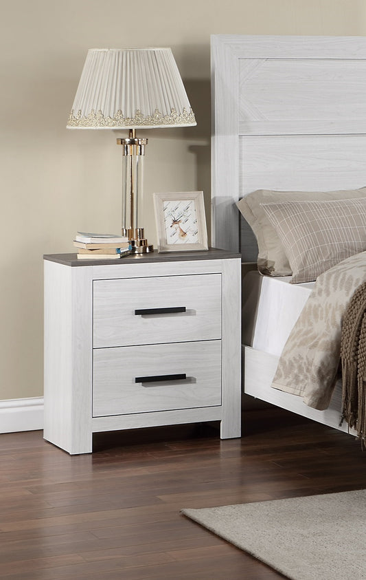 White Color 1pc Nightstand Paper veneer Bedroom Furniture 2-Drawers Bedside Table