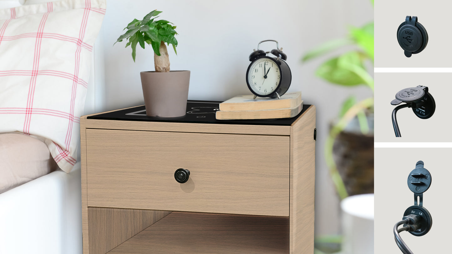 NIGHTSTAND WITH WIRELESS CHARGING STATION