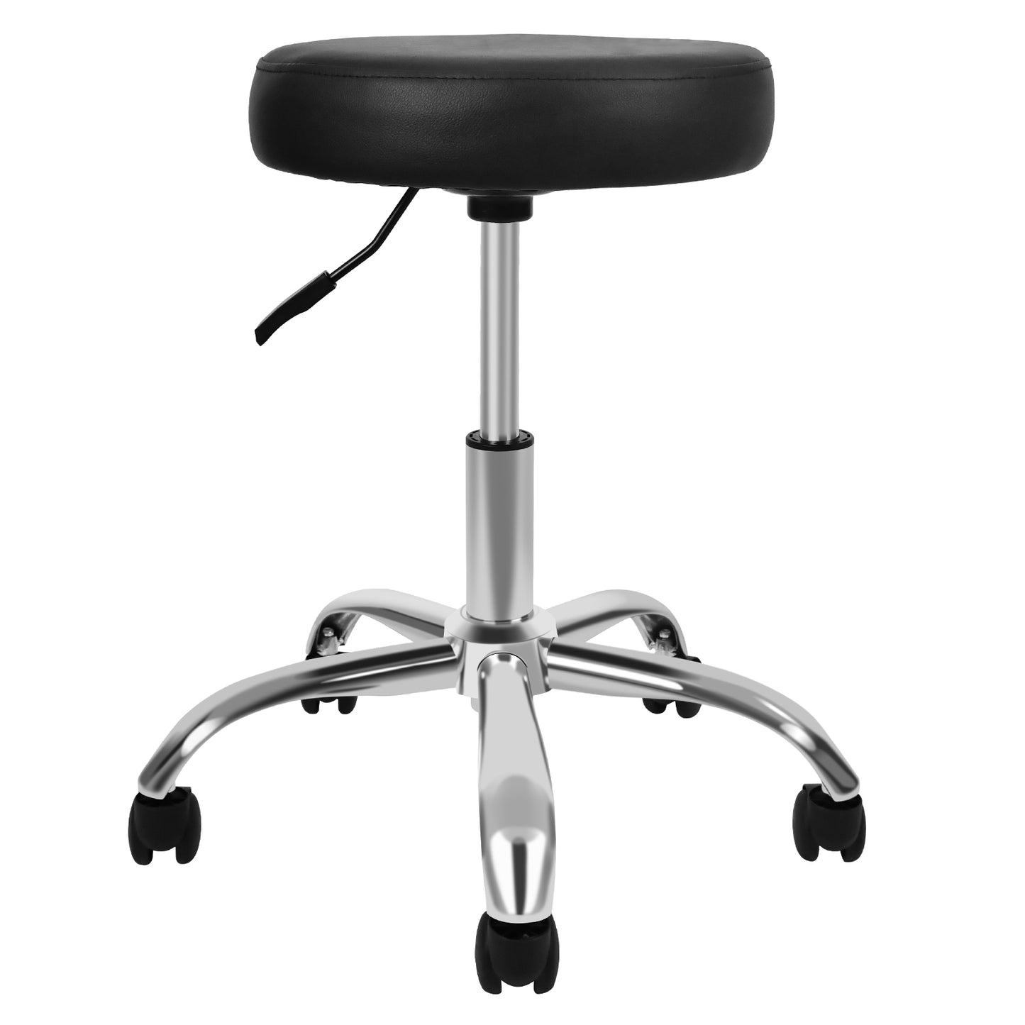 Round Stool Chair with Wheels Height Adjustable, Black