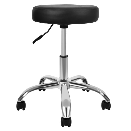 Round Stool Chair with Wheels Height Adjustable, Black