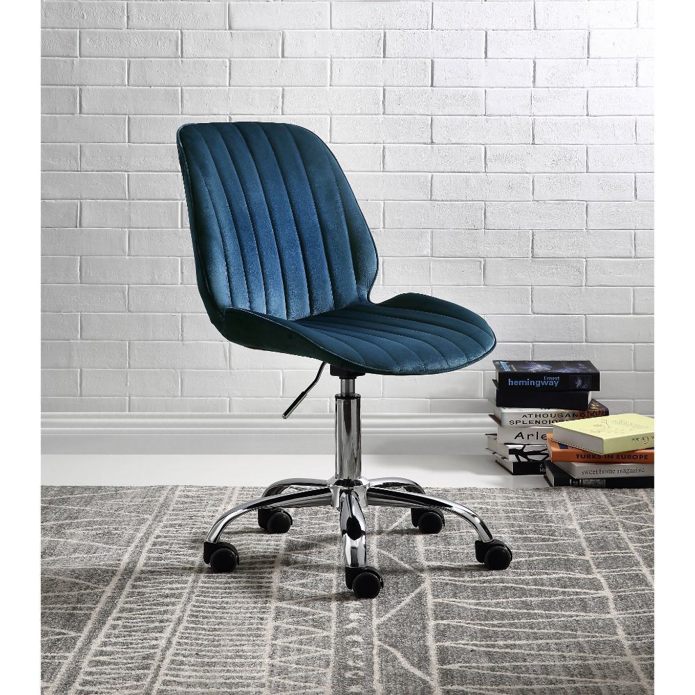 Muata Office Chair, Twilight Blue Velvet & Chrome 92932