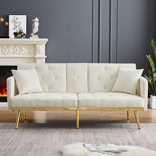 Cream White VELVET SOFA BED