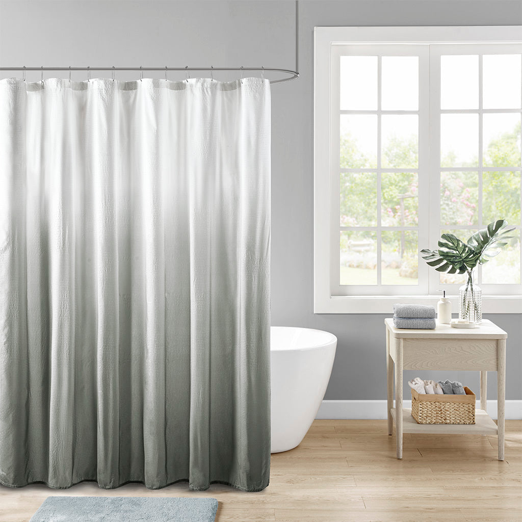 Ombre Grey Seersucker Shower Curtain by Madison Park Ara