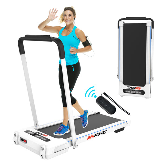 FYC 2 in 1 Under Desk Treadmill - 3.5 HP Folding Treadmill for Home, Installation-Free Foldable Treadmill Compact Electric Running Machine, Remote Control & LED Display Walking Running Jogging