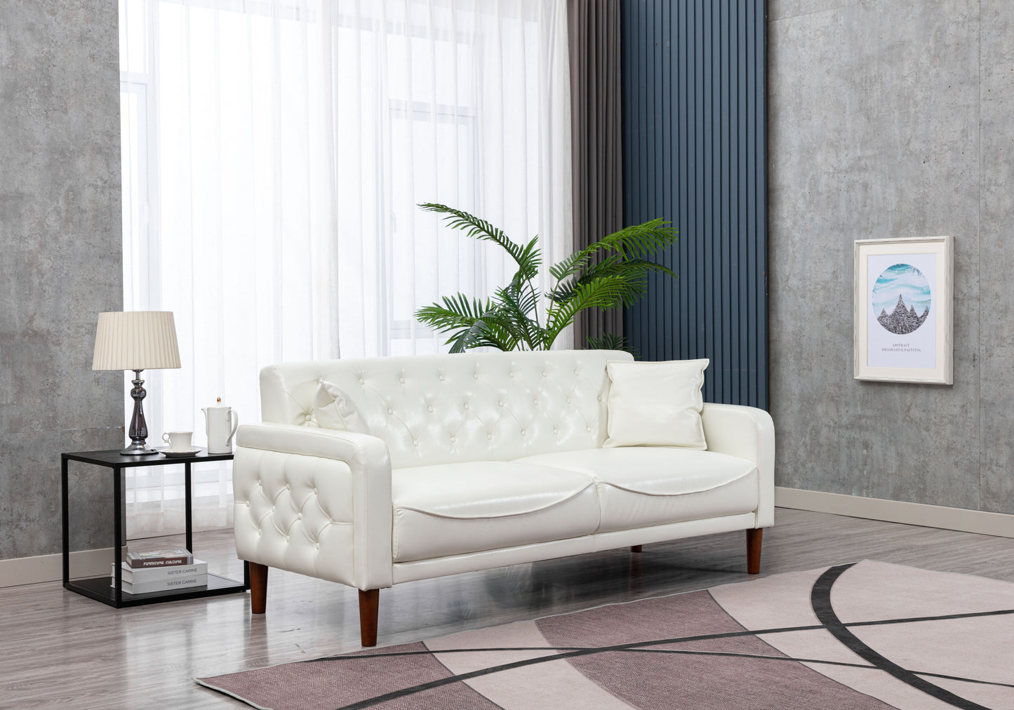 2047 Ivory PU Leather Sofa for Luxurious Living