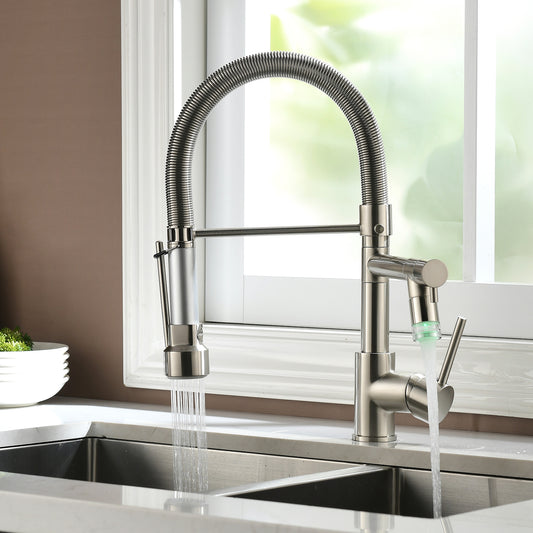 Kitchen Faucet with Pull Down Sprayer Brushed Nickel Stainless Steel Single Handle 
 Kitchen Sink Faucets