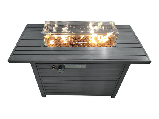 42-inch Steel Propane Outdoor Fire Pit Table with Lid by Living Source International
