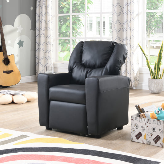 Sally Deluxe Kid Recliner - Black PVC Kids Chair