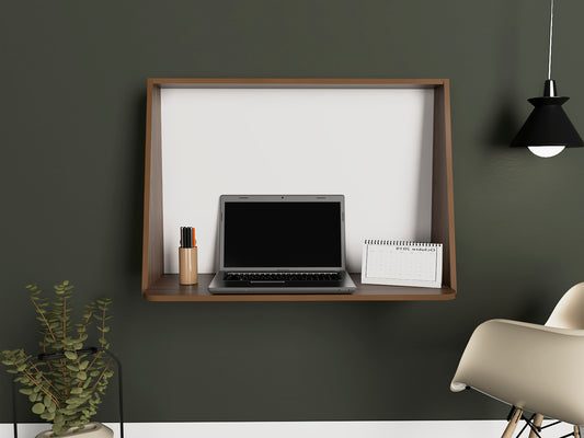 Mahogany and White Wall-Mounted Desk with Single Shelf from Colombia