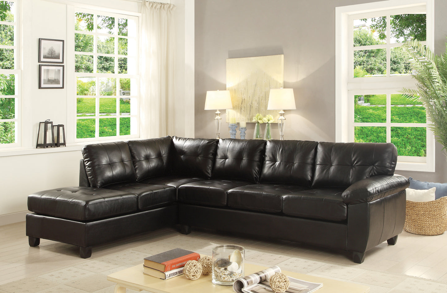 Versatile Glory Furniture Gallant Sectional Sofa in Black PU Leather - G903B-SC