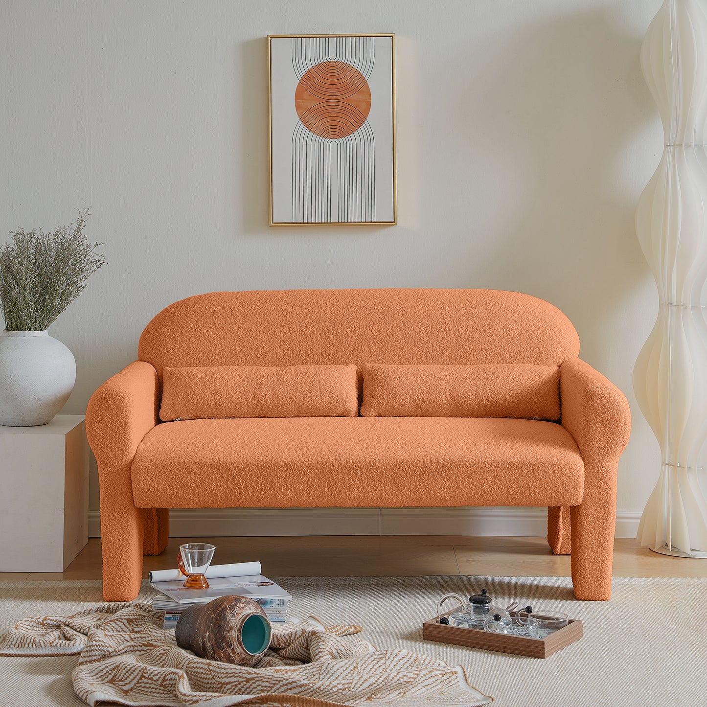 Modern teddy fabric loveseat for Living room