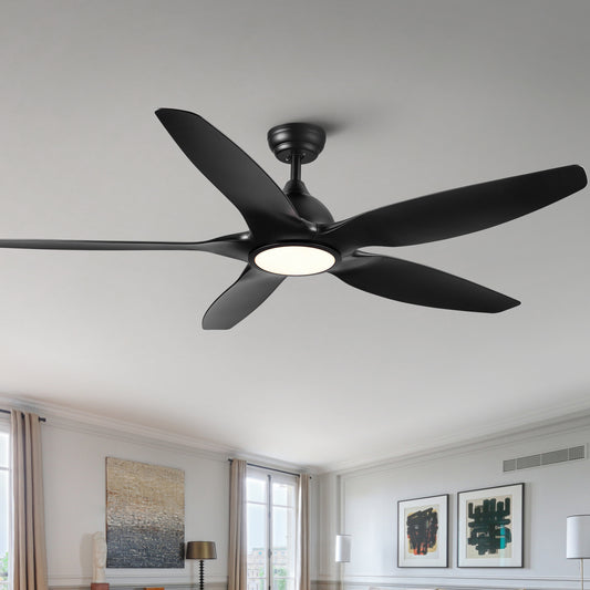 Ceiling Fan with Integrated LED Lighting and Black ABS Blade