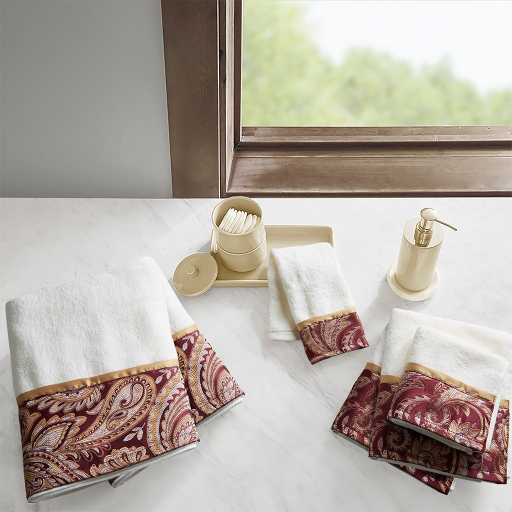 Madison Park Aubrey Jacquard Towel Set - Elegant 6-Piece Bathroom Ensemble