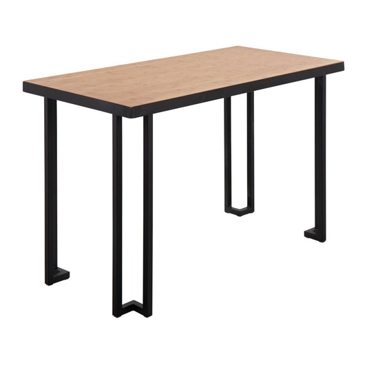 LumiSource Roman Industrial Desk with Natural Wood Top