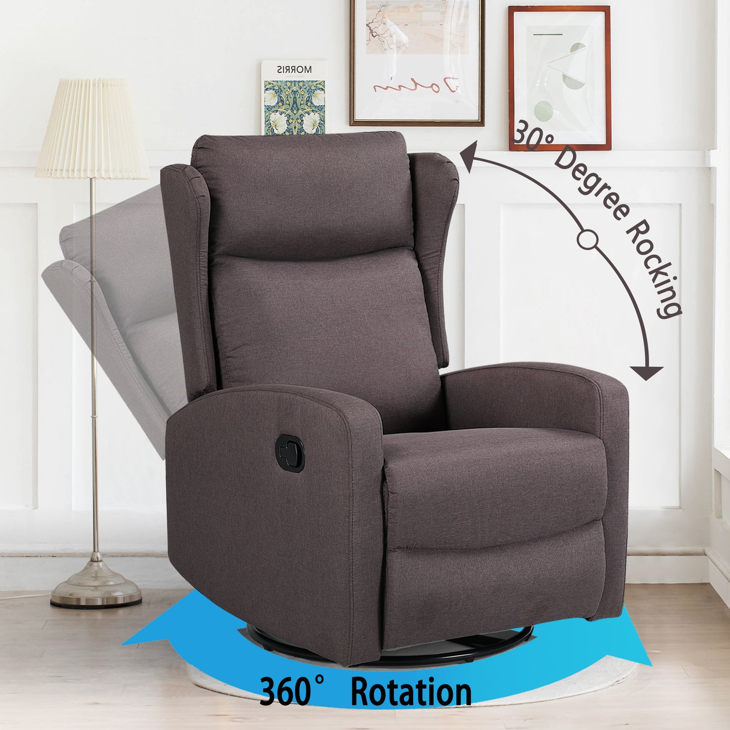 Adjustable Swivel Rocking Recliner Chair with Lumbar Support and Versatile Positions