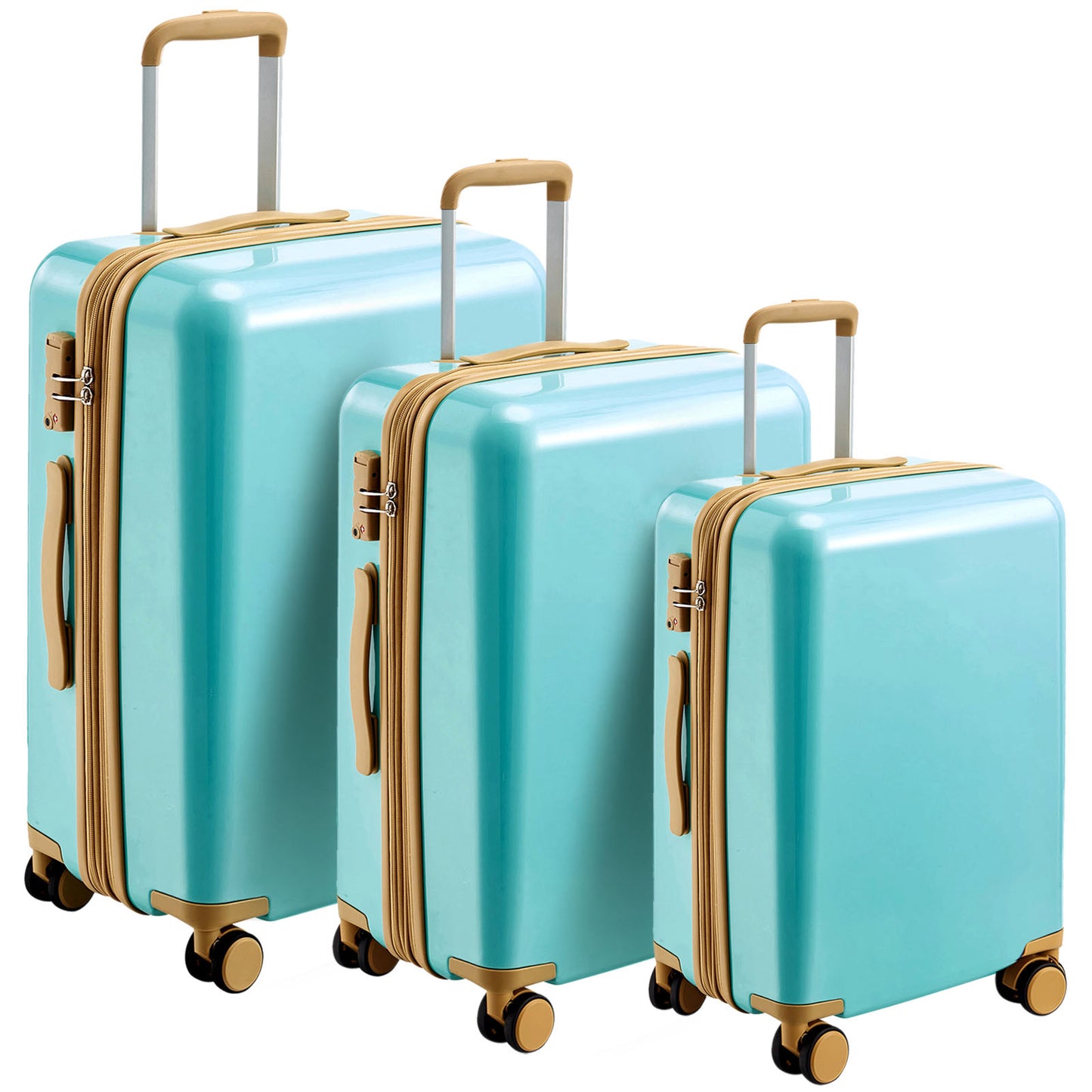 Hardshell Luggage Sets 3 Piece double spinner 8 wheels Suitcase with TSA Lock Lightweight 20''24''28''