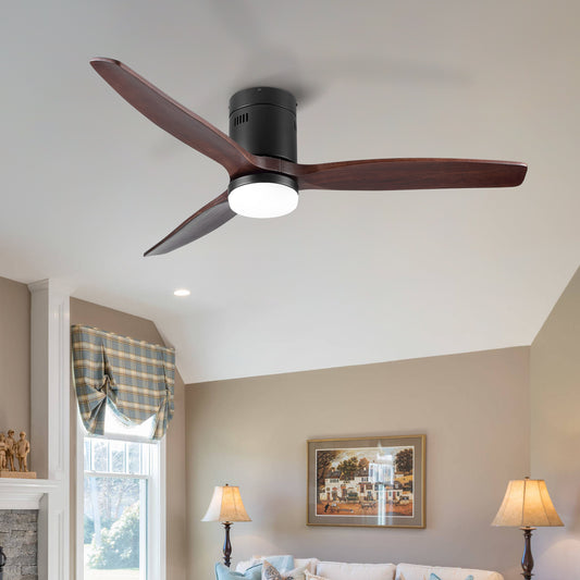 52 Inch Integrated LED Low Profile Ceiling Fan with Remote Control and Color-Changing Light