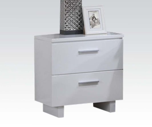 Lorimar Nightstand in White & Chrome Leg 22633