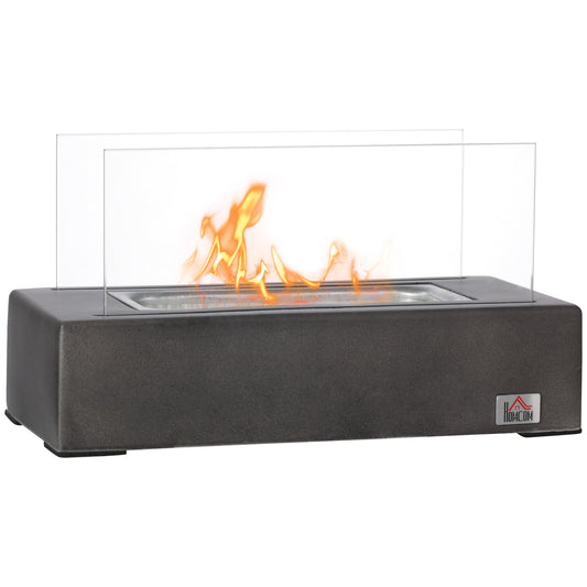 Indoor and Outdoor Tabletop Fireplace - Dark Grey Concrete with Stainless Steel Lid