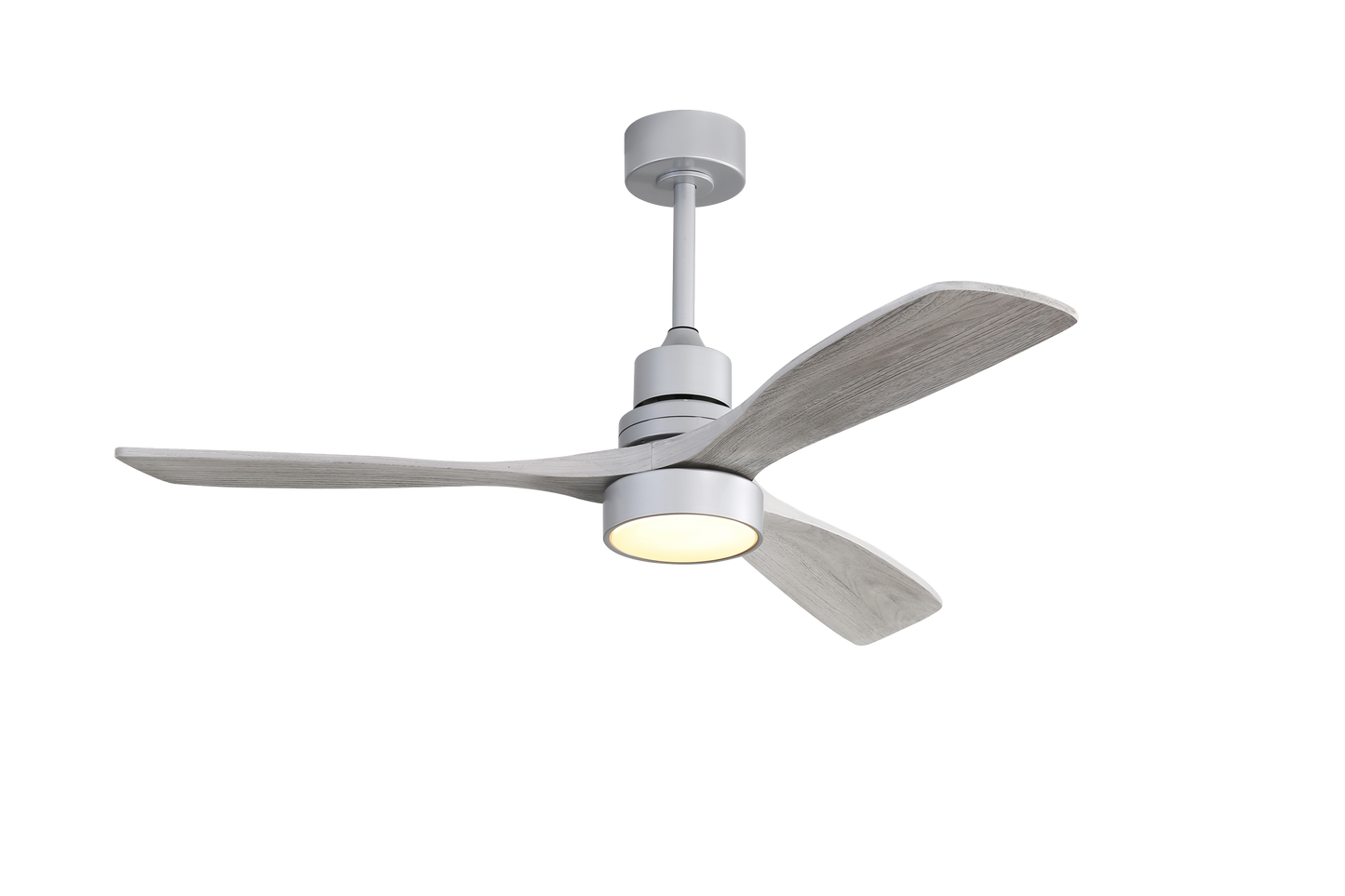 52 Inch Silver Wood Blade Ceiling Fan with Remote Control