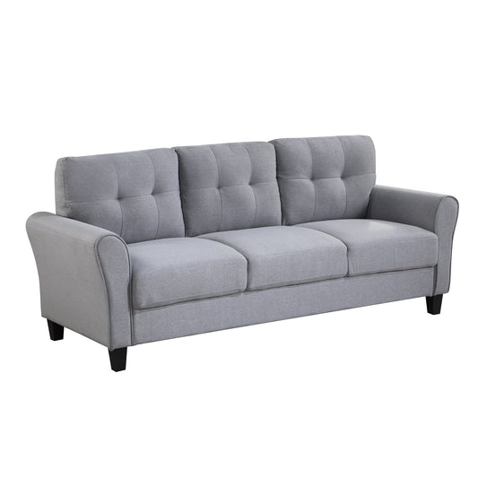 Contemporary 79.9 Light Grey-Blue Linen Sofa for Modern Living Rooms or Offices