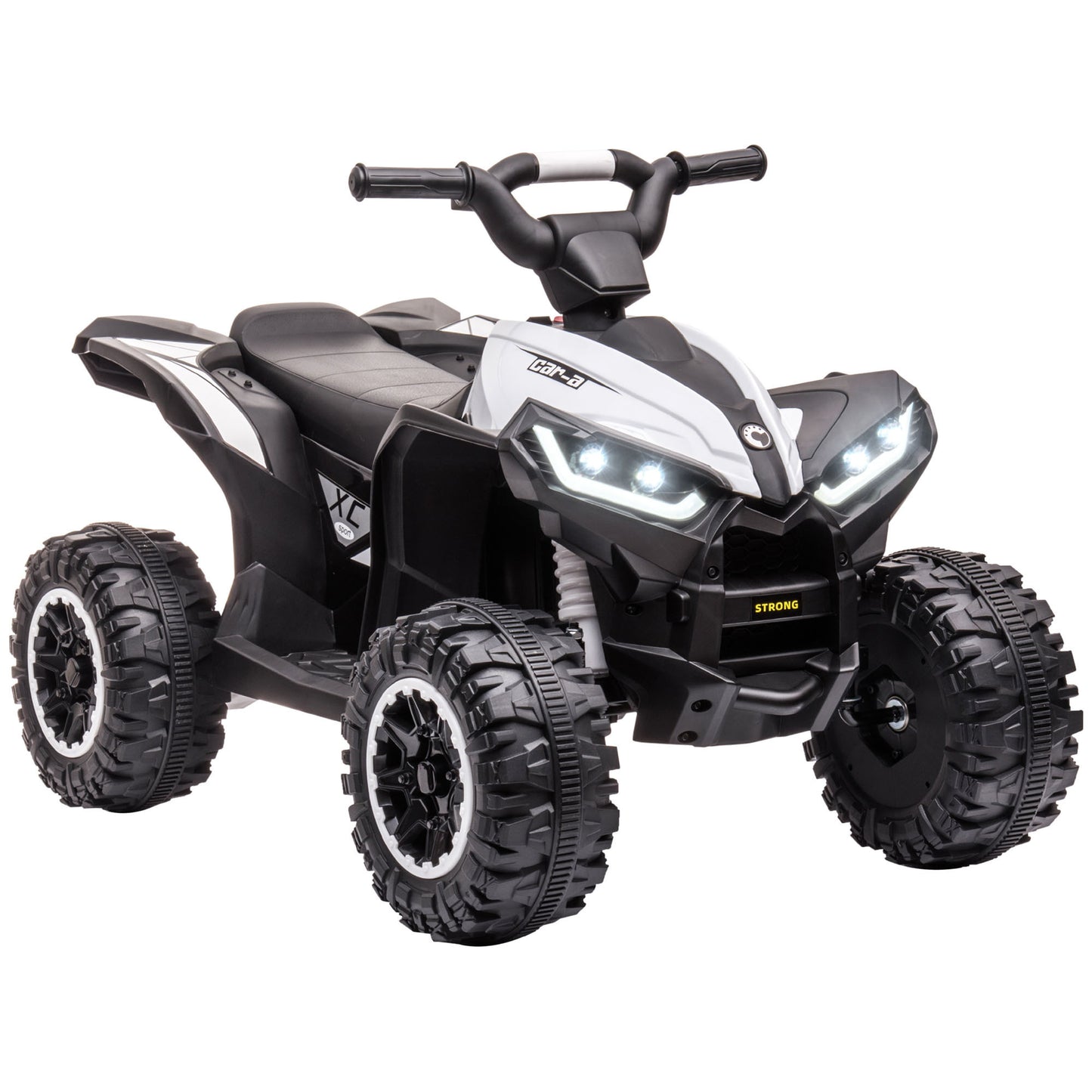 Electric Ride-On ATV for Kids, 12V Quad Car with Music and Lights, White