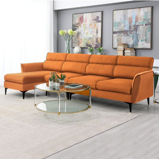 Convertible Flannel L-Shape Sectional Sofa with Left/Right Chaise